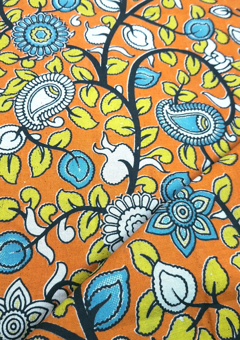 Ikkat Handloom Mercerized Cotton Saree + Kalamkari Blouse