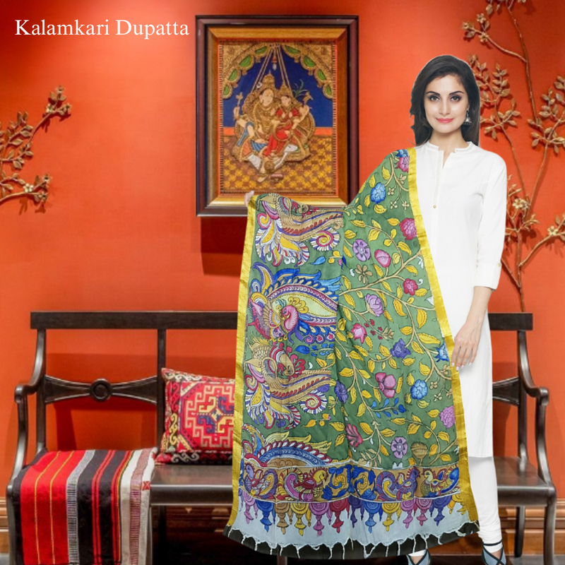 Pen Kalamkari Dupatta