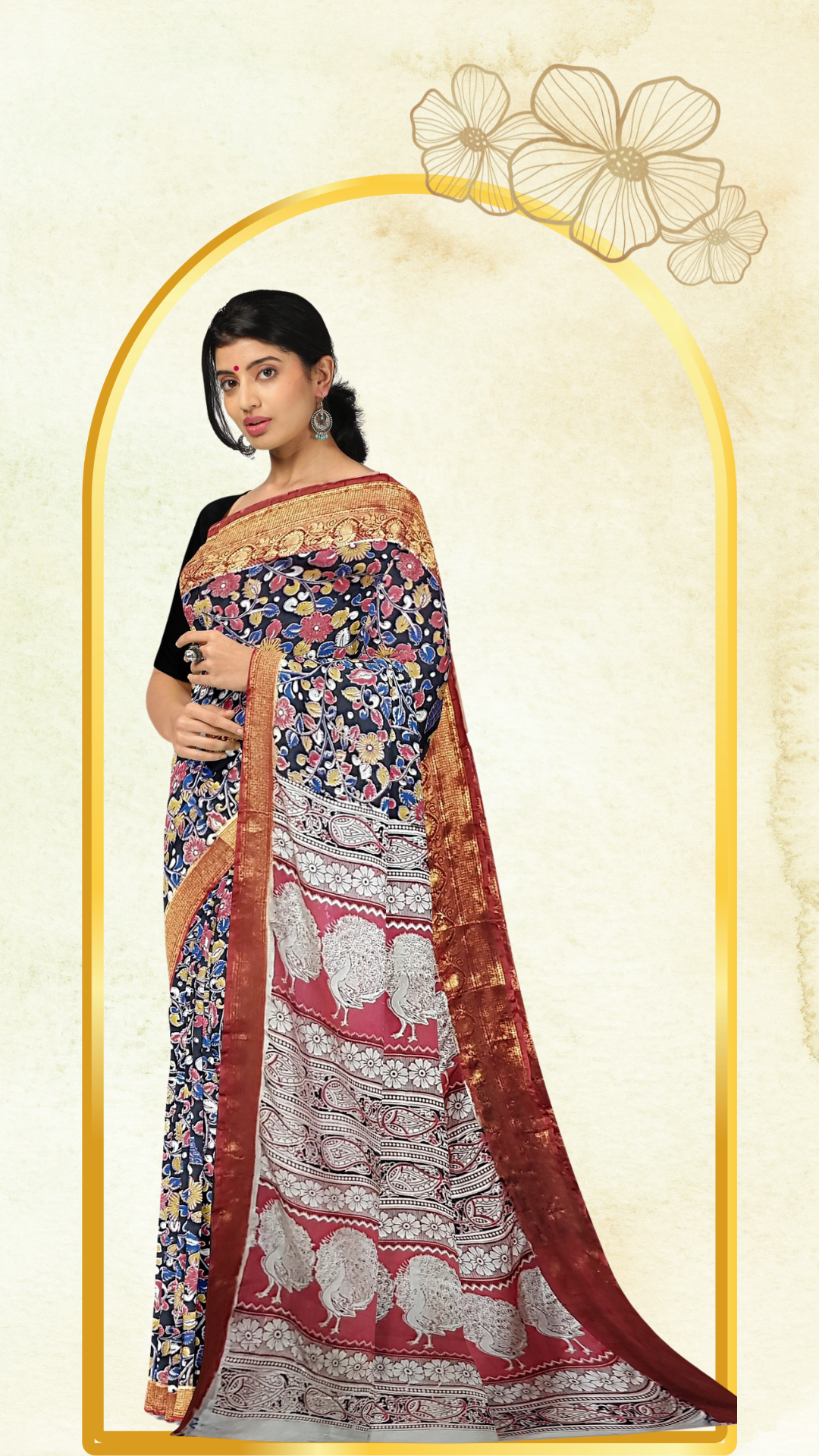 Kalamkari Silk Saree - Handcrafted