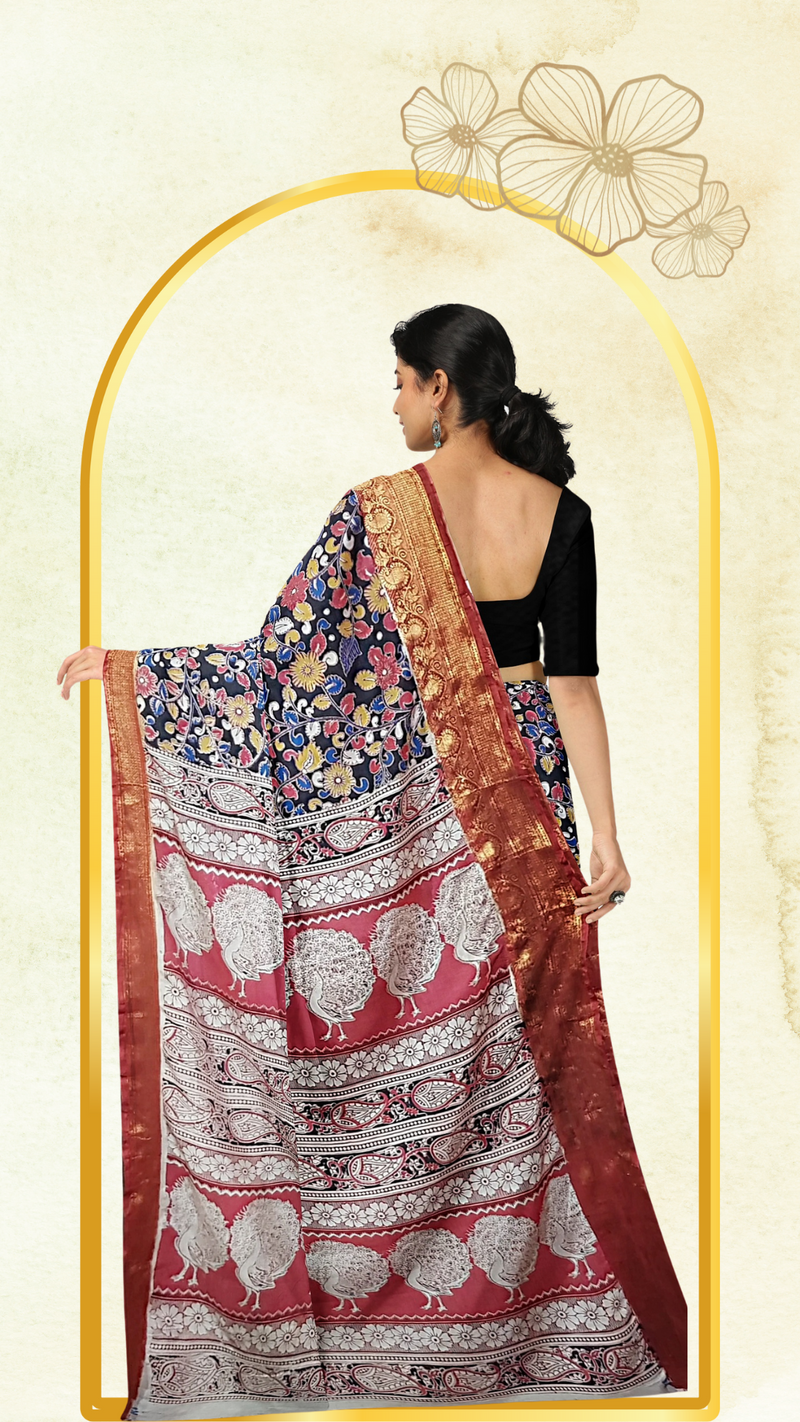 Kalamkari Silk Saree - Handcrafted