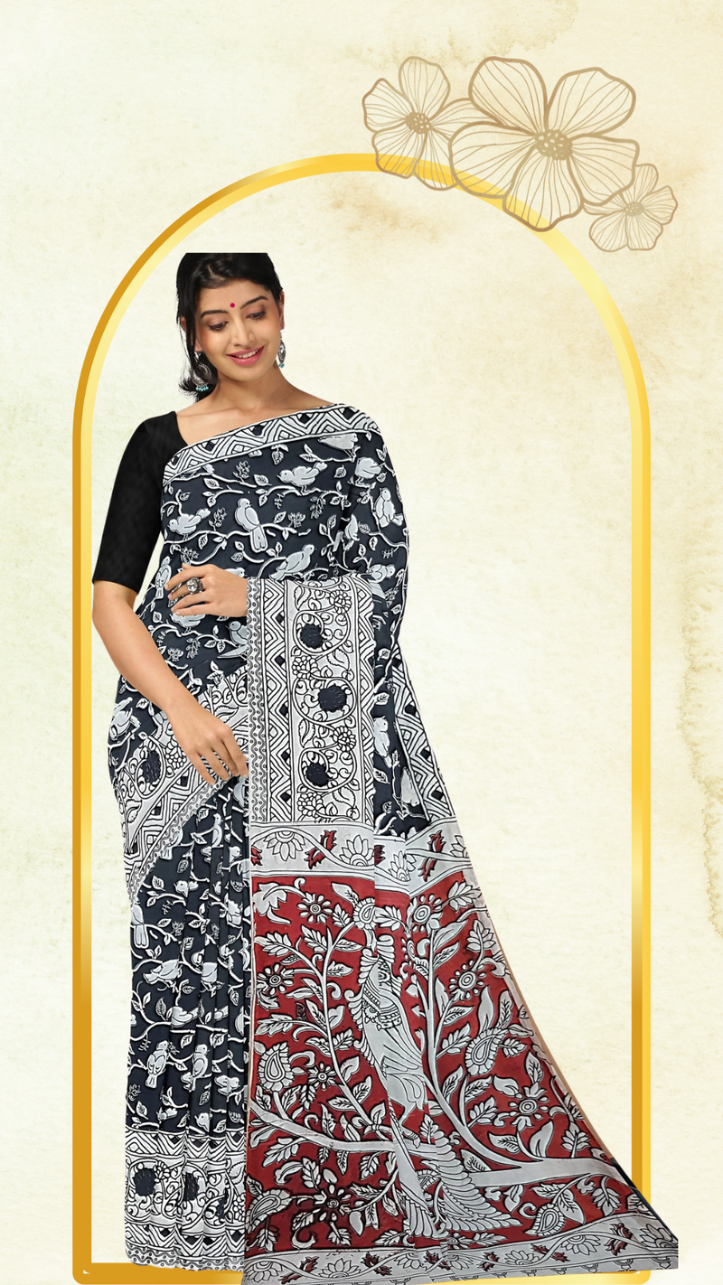 Kalamkari Silk Saree - Handcrafted