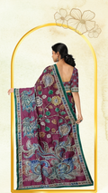 Kalamkari Kantha Work Chanderi Silk Saree – Handcrafted