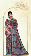 Kalamkari Kantha Work Chanderi Silk Saree – Handcrafted