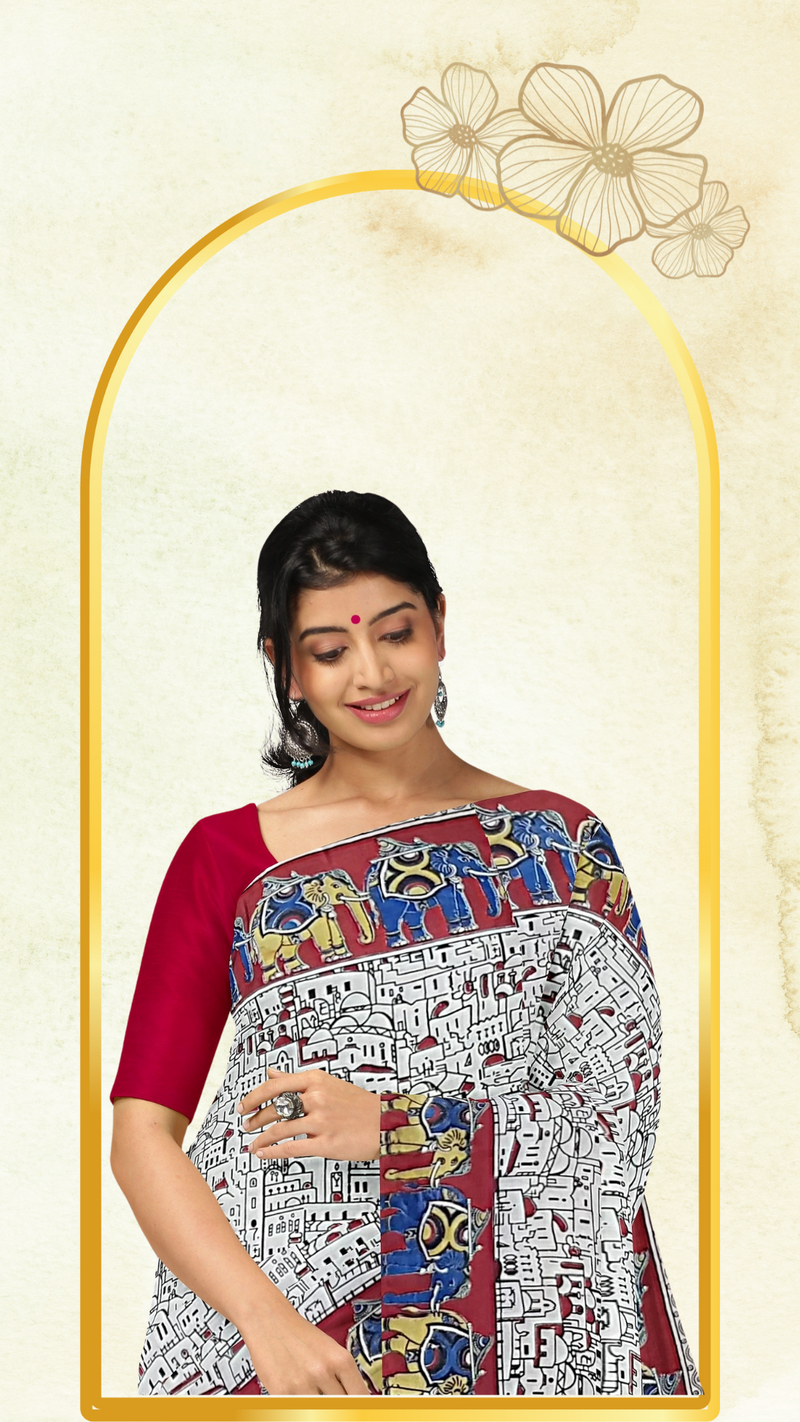 Kalamkari Silk Saree - Handcrafted
