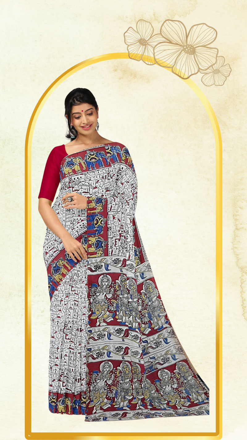 Kalamkari Silk Saree - Handcrafted