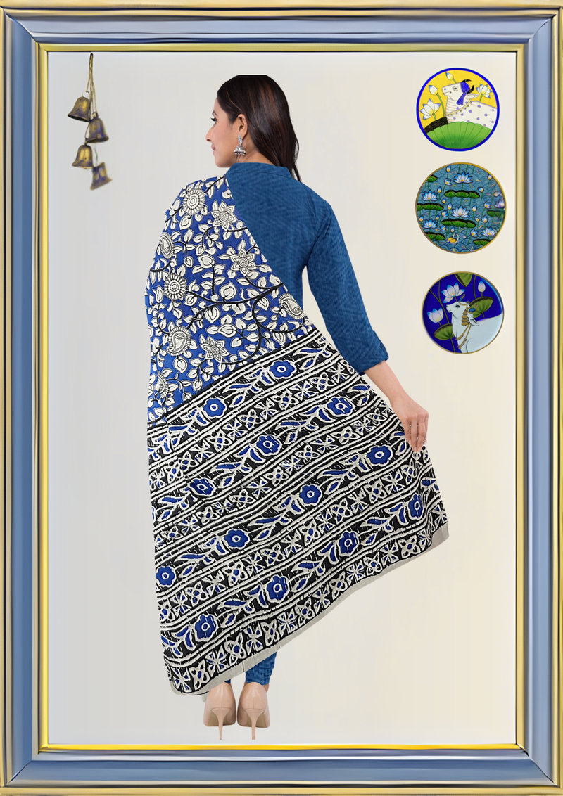 Cotton Dupatta Kalamkari - Handmade