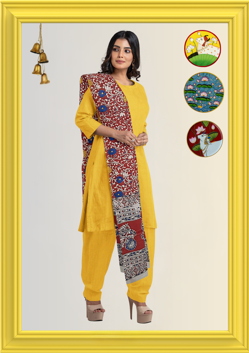 Cotton Dupatta Kalamkari - Handmade