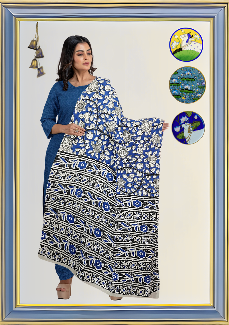 Cotton Dupatta Kalamkari - Handmade