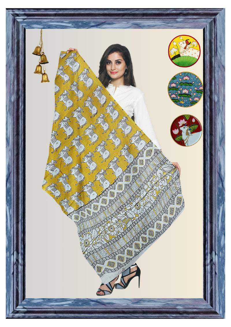 Cotton Dupatta Kalamkari - Handmade
