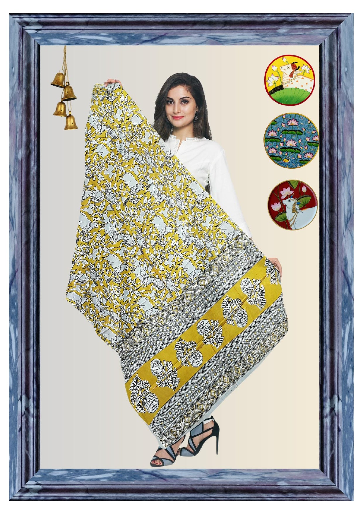Cotton Dupatta Kalamkari - Handmade