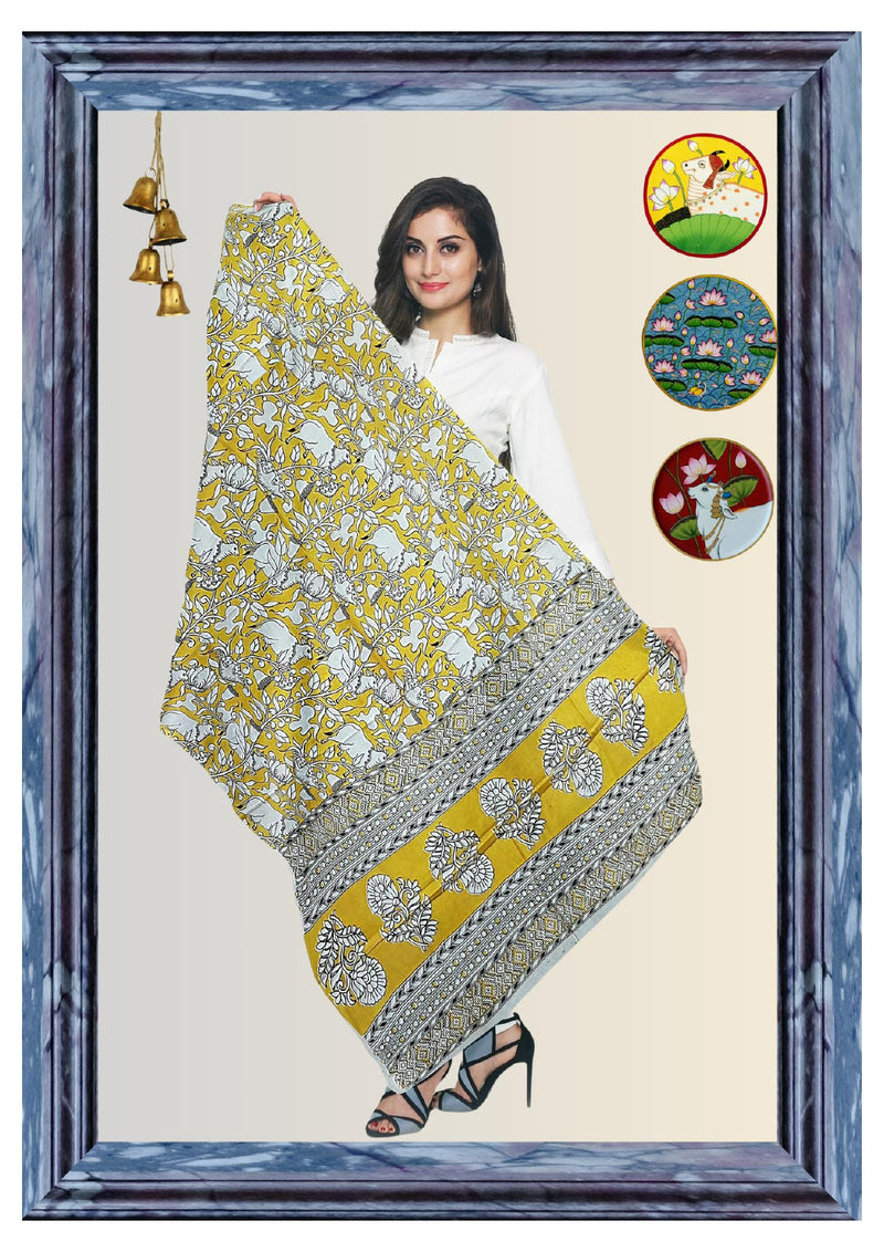 Cotton Dupatta Kalamkari - Handmade