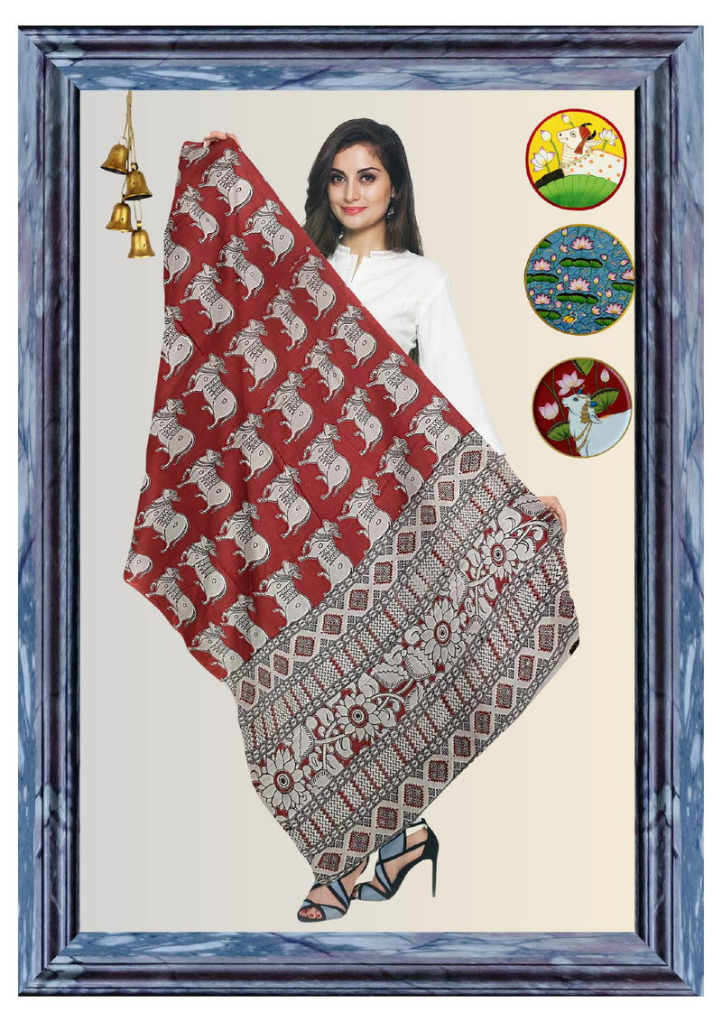 Cotton Dupatta Kalamkari - Handmade