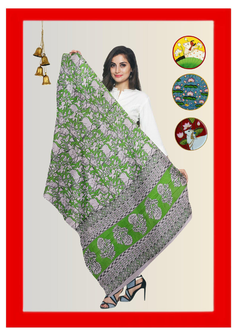 Cotton Dupatta Kalamkari - Handmade