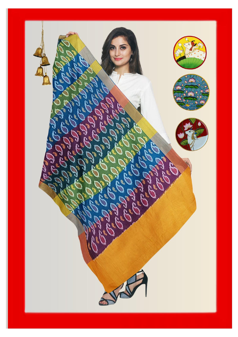 Ikkat Handloom Pochampally Cotton Dupatta