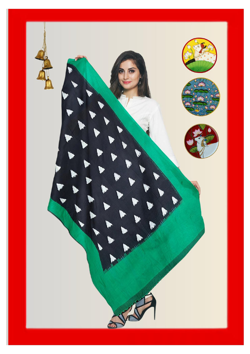 Ikkat Handloom Pochampally Cotton Dupatta