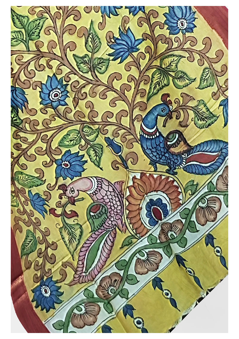 Pen Kalamkari Dupatta - Handcrafted