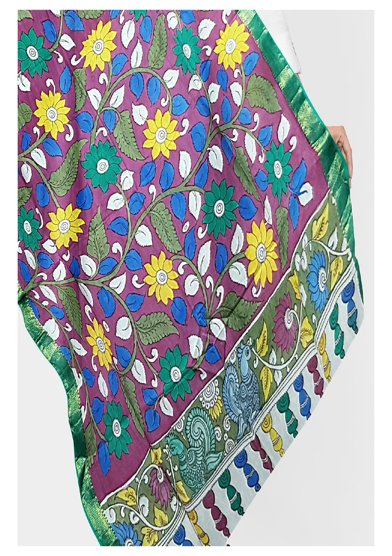 Pen Kalamkari Dupatta - Handcrafted