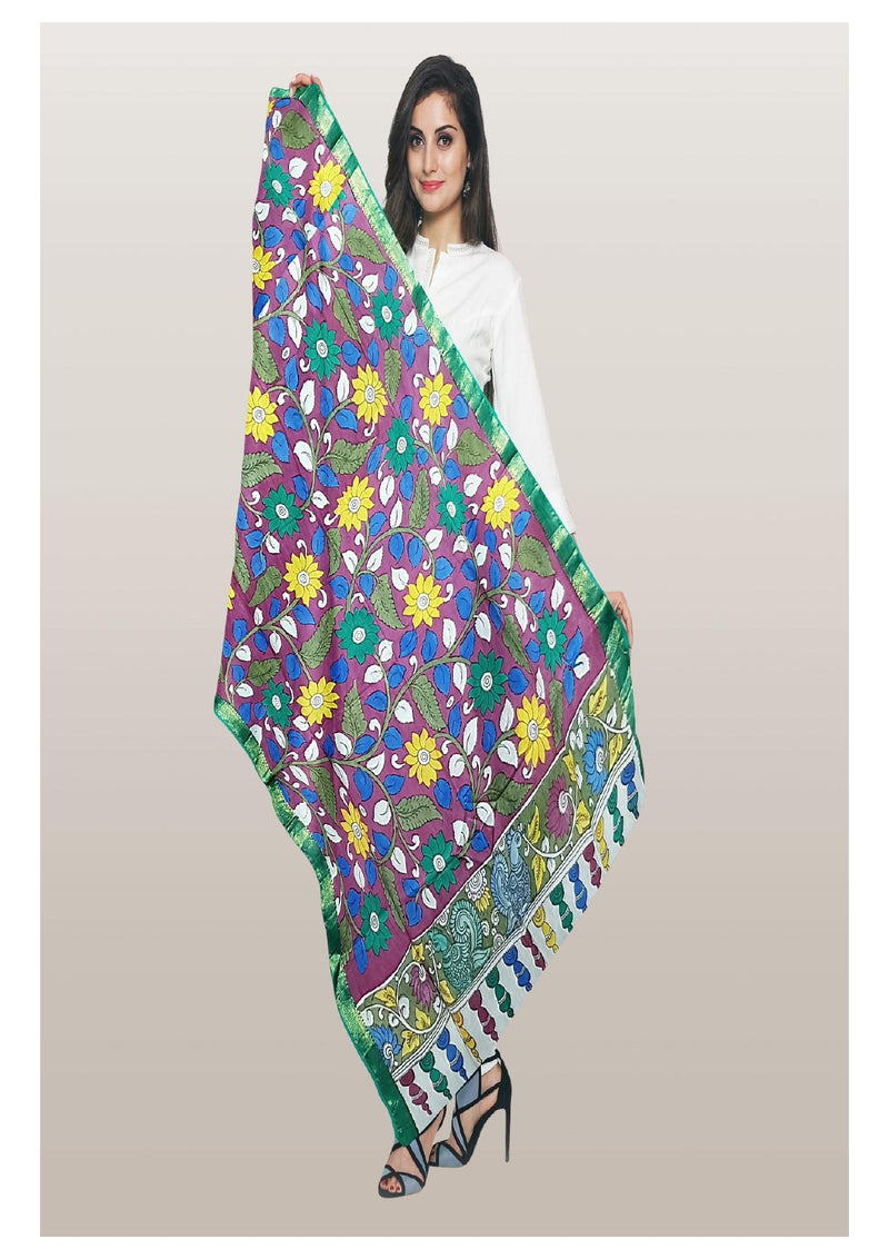Pen Kalamkari Dupatta - Handcrafted