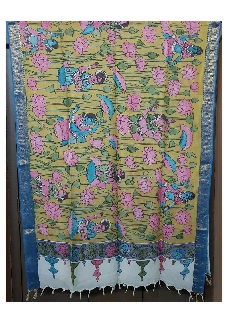 Pen Kalamkari Dupatta - Handcrafted