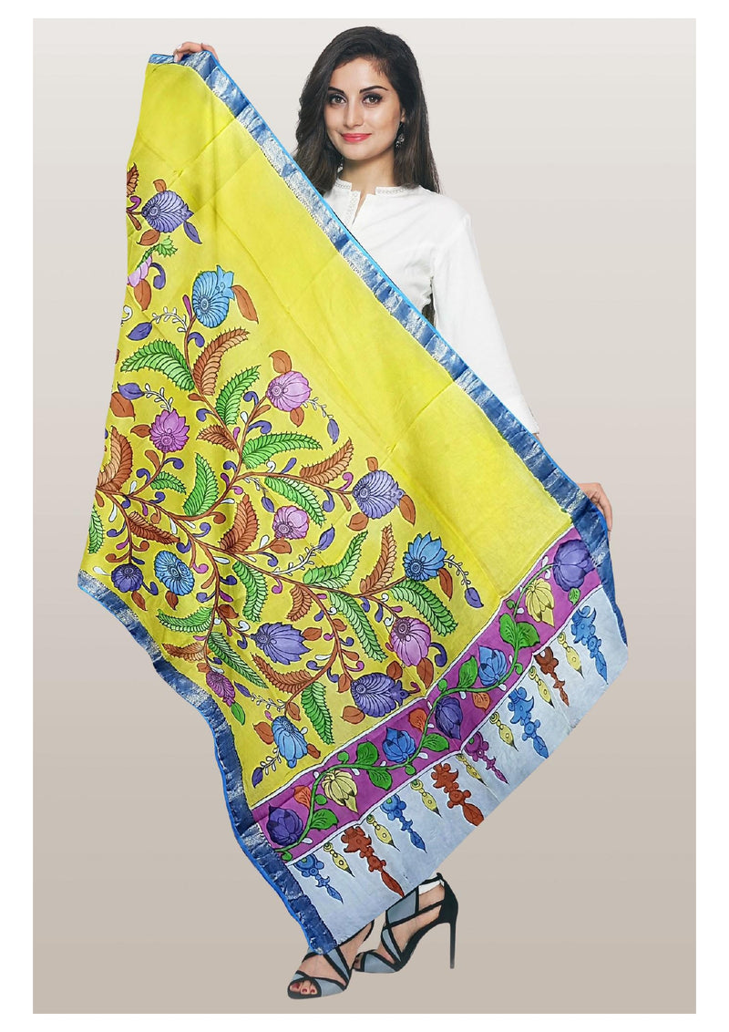 Pen Kalamkari Dupatta - Handcrafted