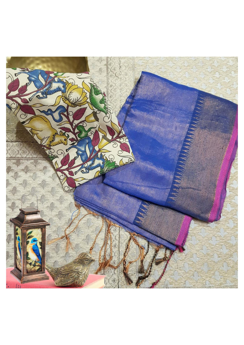 Tissue Silk With Zari Temple Border