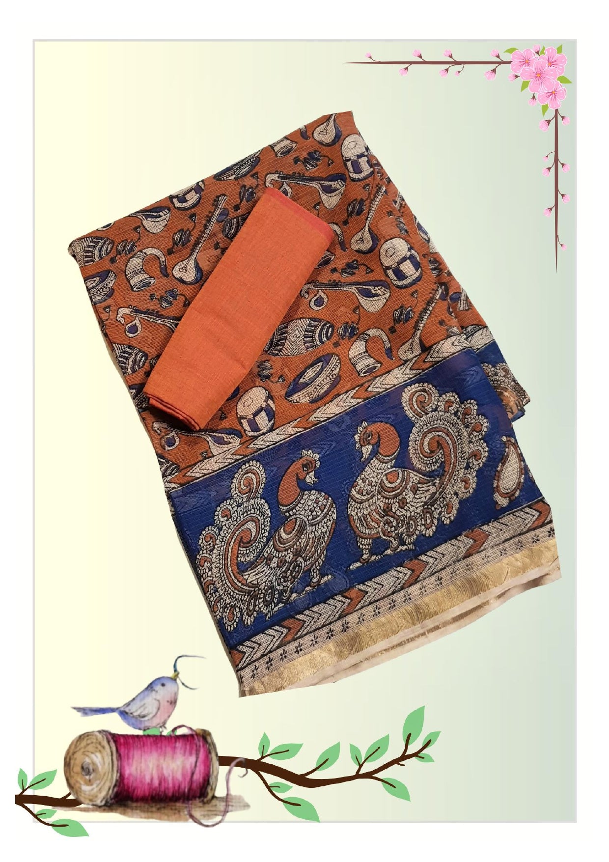 Kota Cotton Kalamkari Sarees with Zari Border