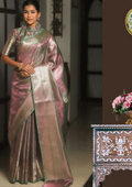 Tissue Silk Saree Silver Banarasi - 2 Tone