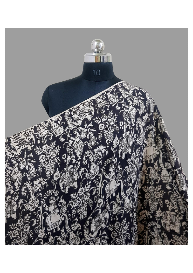 Kalamkari silk Fabric - Handcrafted