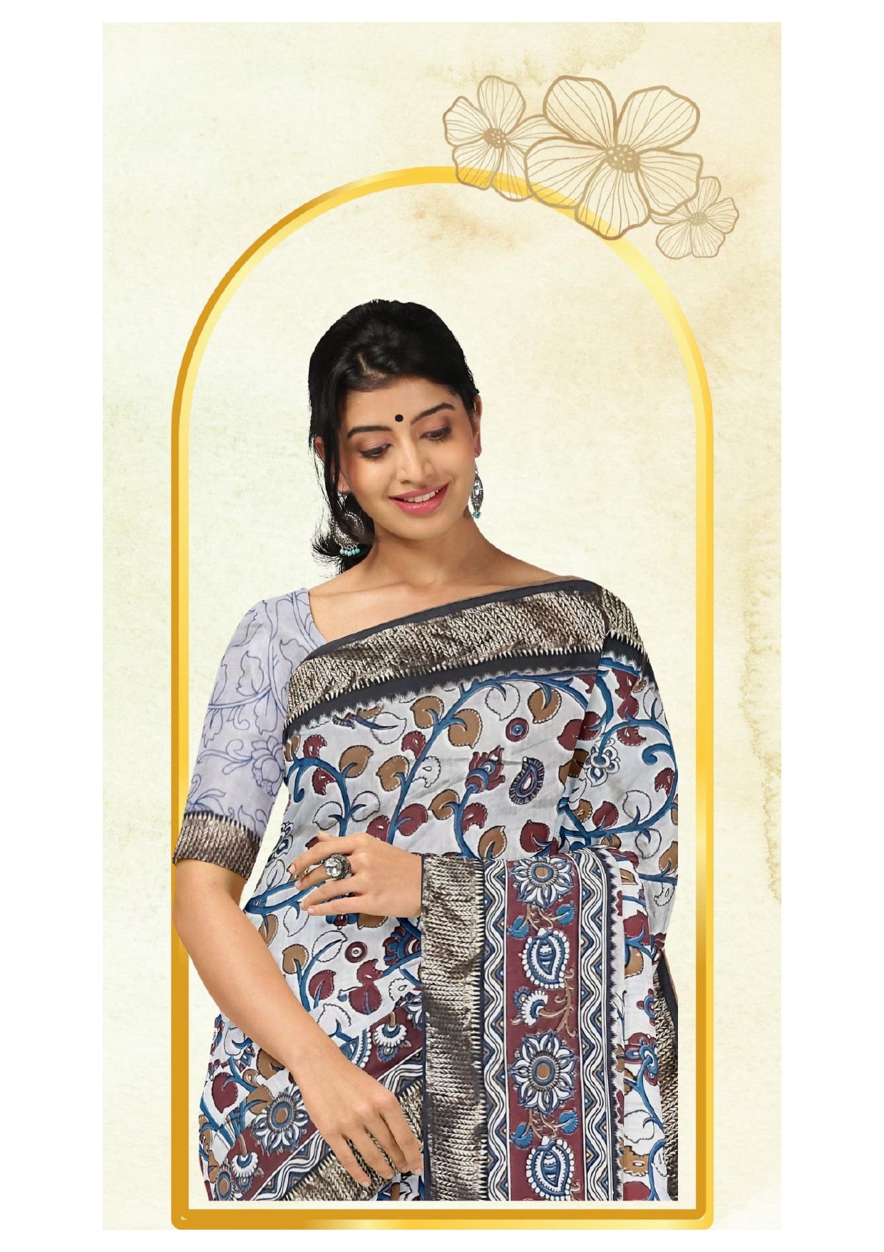 Kalamkari Silk Saree - Handcrafted