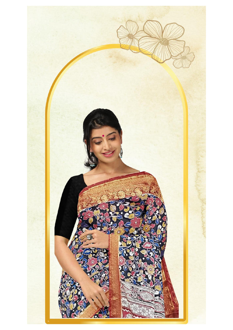 Kalamkari Silk Saree - Handcrafted