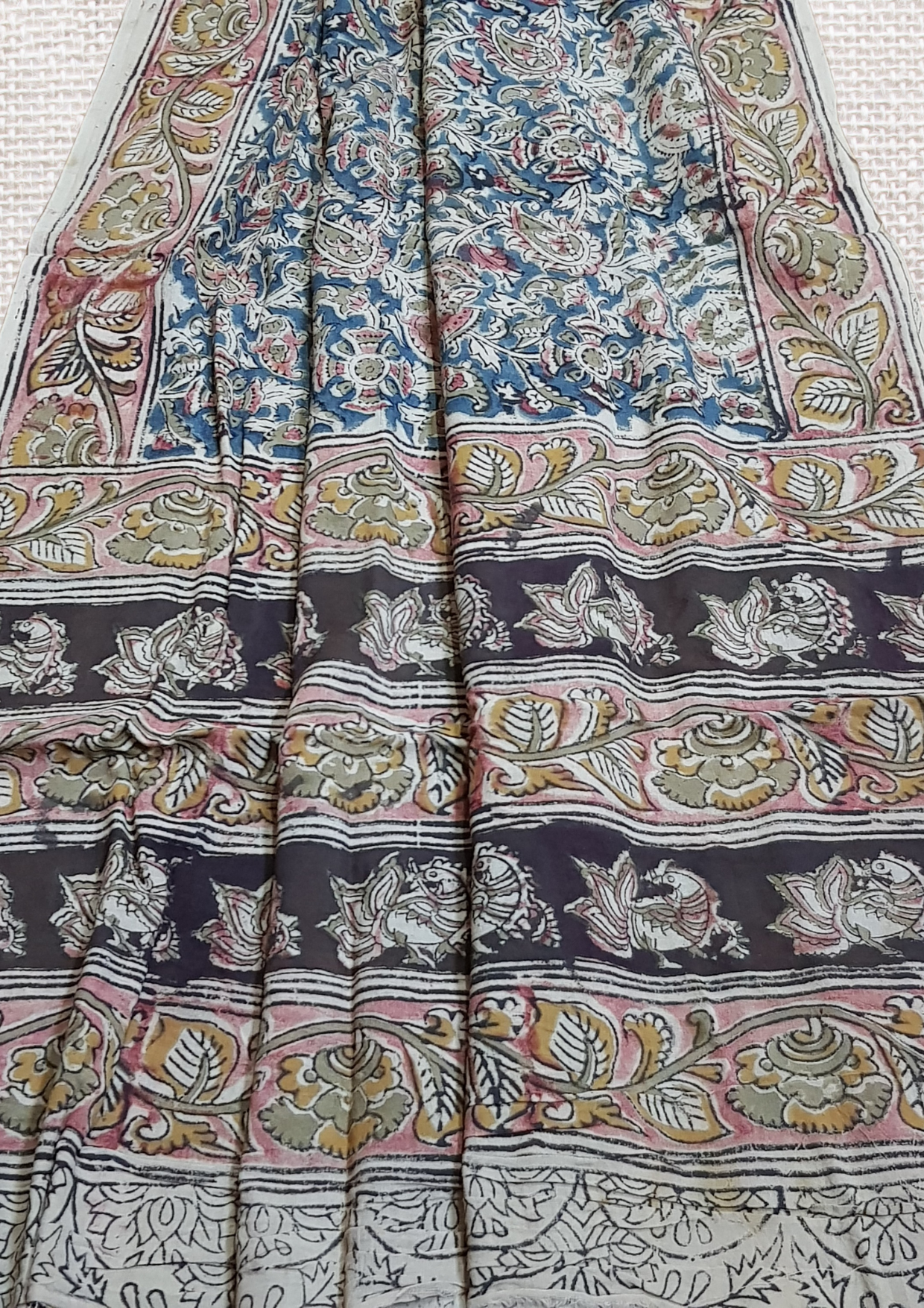 Kalamkari Block Print Dress Material – Natural Colors