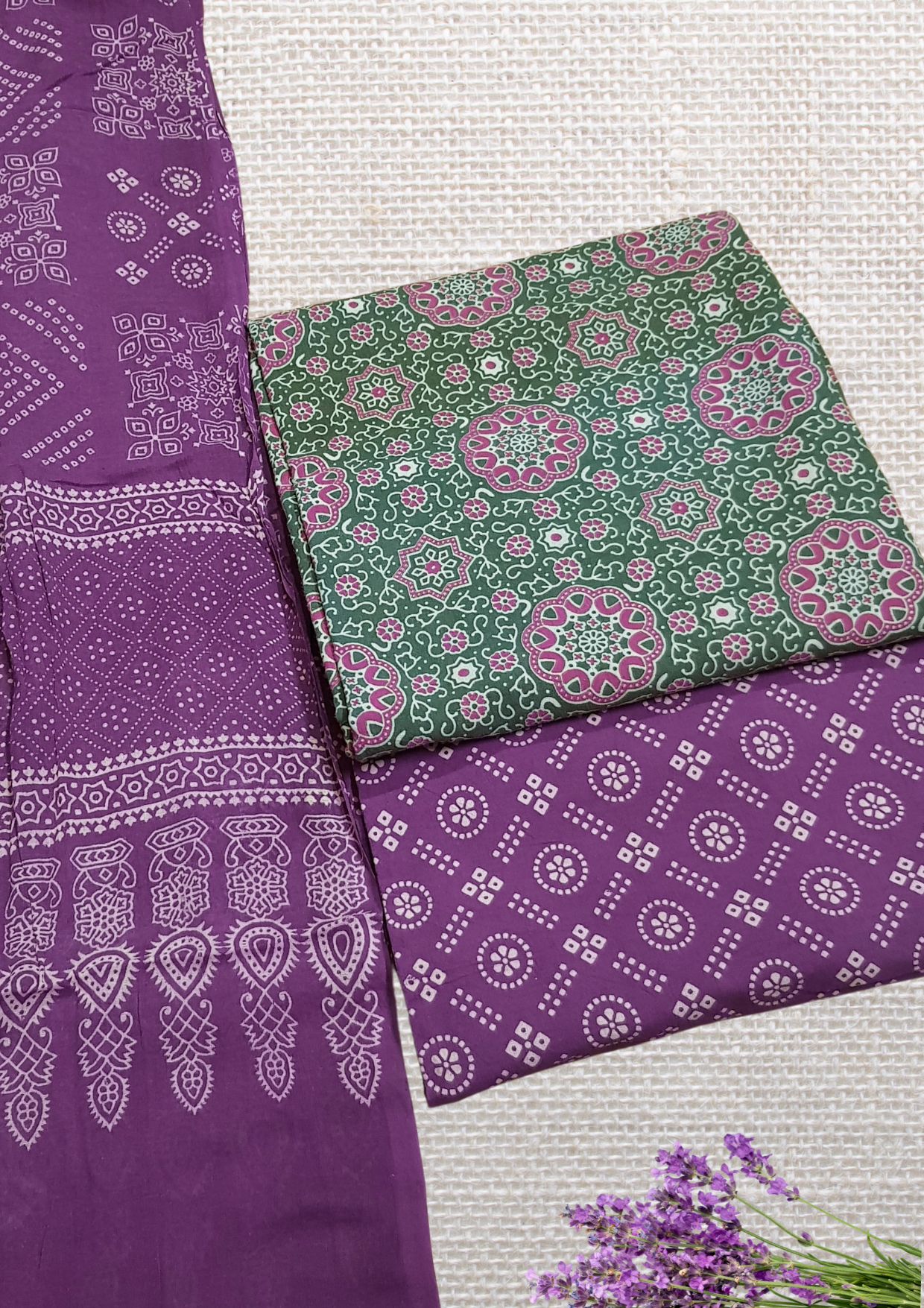 Ajrakh Bandhani Pure Cotton Dress Material