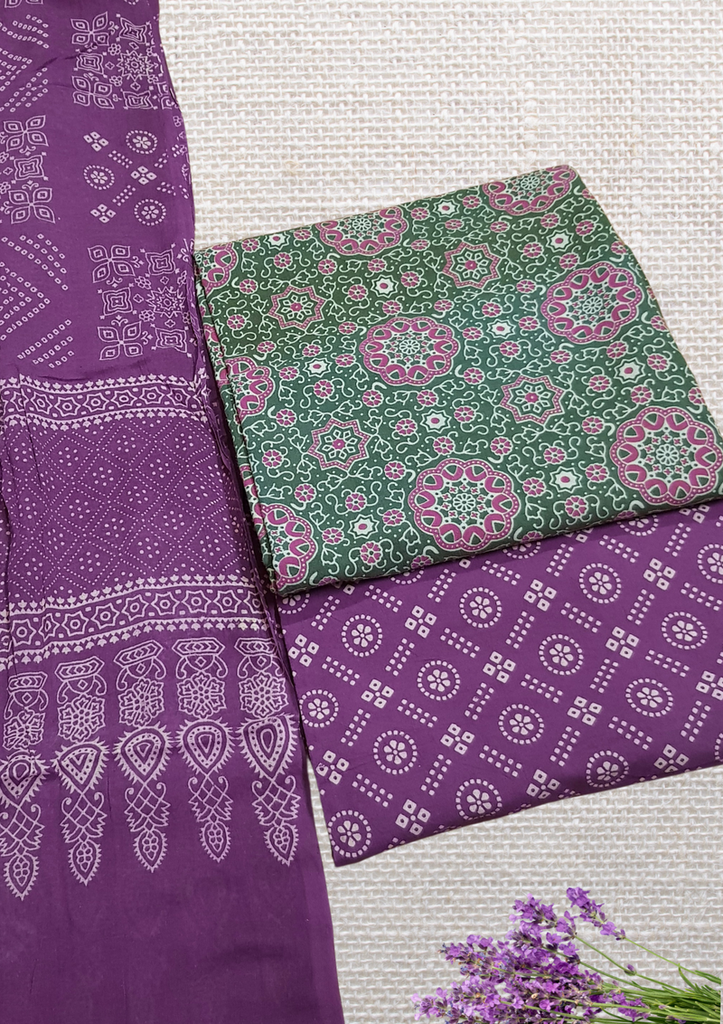 Ajrakh Bandhani Pure Cotton Dress Material