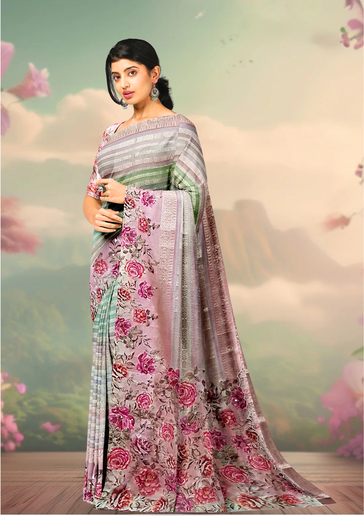 Silk Kota Zari Stripes - Multi Color