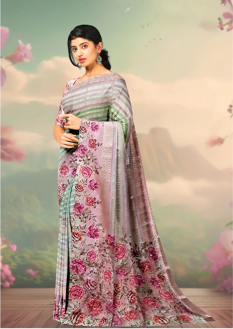 Silk Kota Zari Stripes - Multi Color