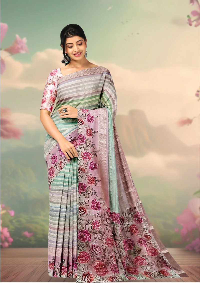 Silk Kota Zari Stripes - Multi Color