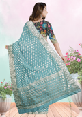 Banarasi Georgette Saree – Antique Gold Zari Buta - Kalamkari Blouse with zari work