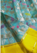 Silk Zari Kota Saree with Nandi Weaving – Blue Elegance with a Twist of Tradition