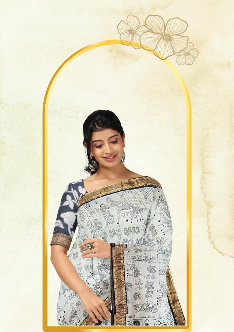 Kalamkari Silk Saree - Handcrafted