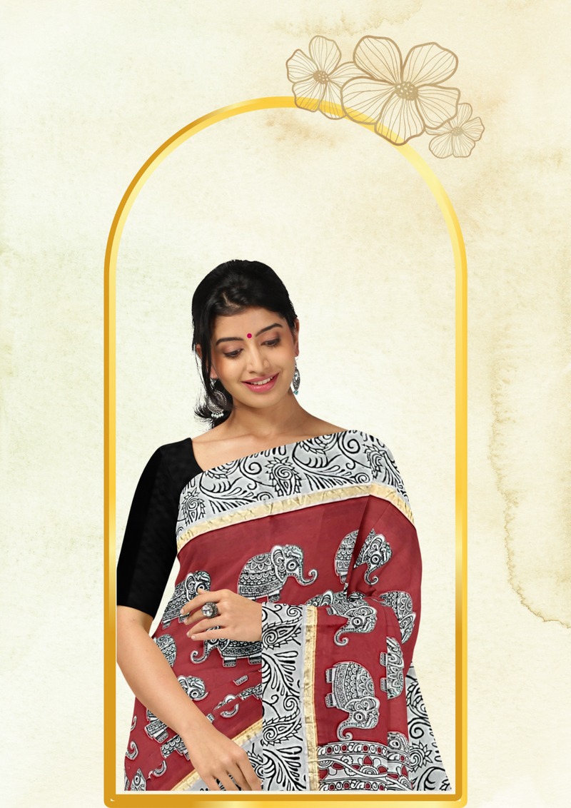 Kalamkari Silk Saree - Handcrafted