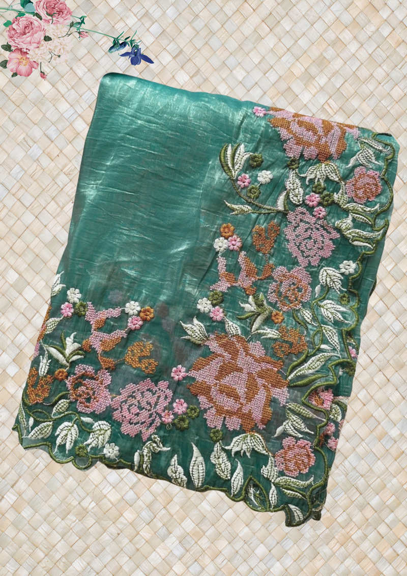 Premium Crush Silk Embroidery Saree