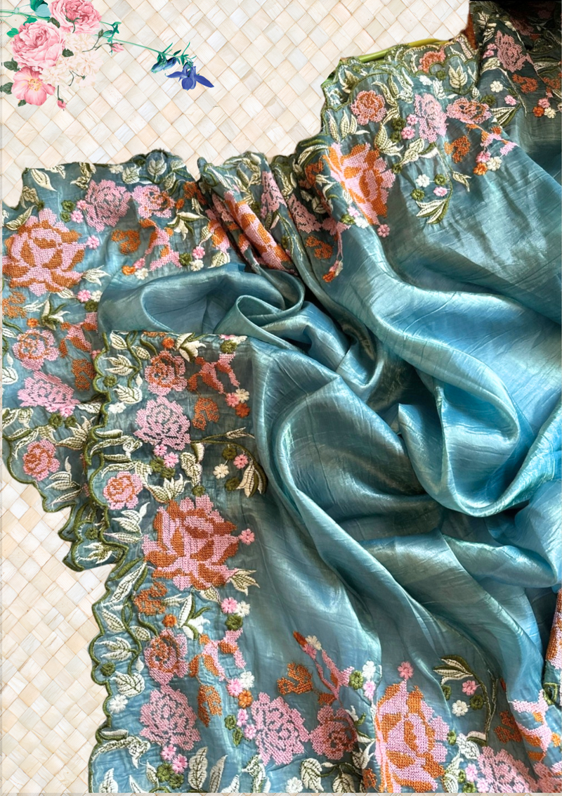 Premium Crush Silk Embroidery Saree