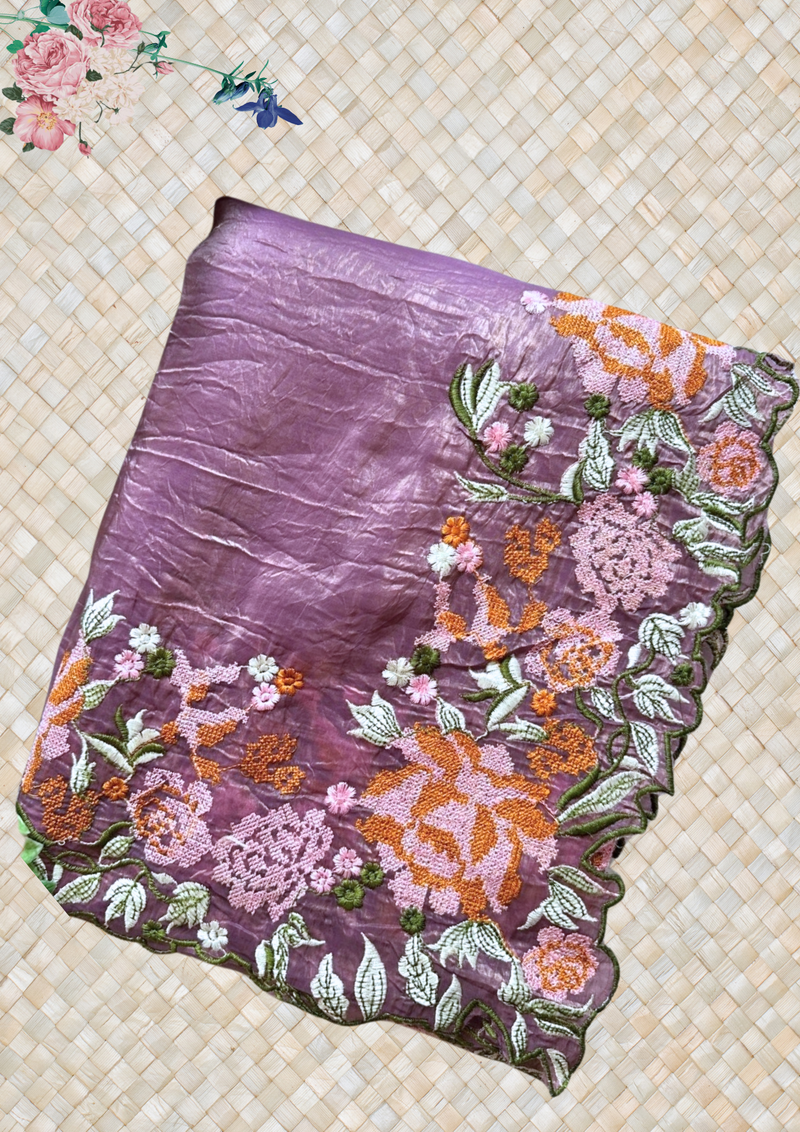 Premium Crush Silk Embroidery Saree