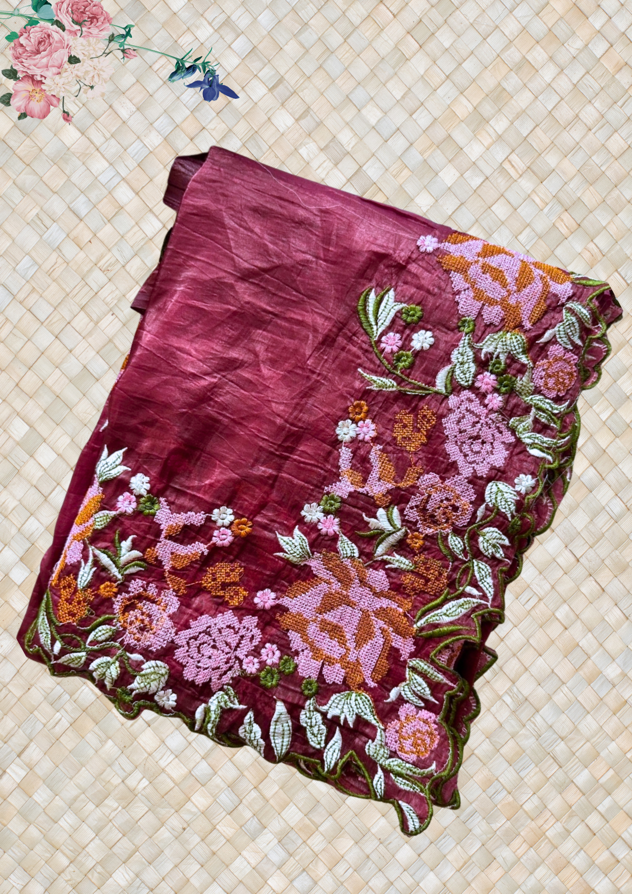 Premium Crush Silk Embroidery Saree