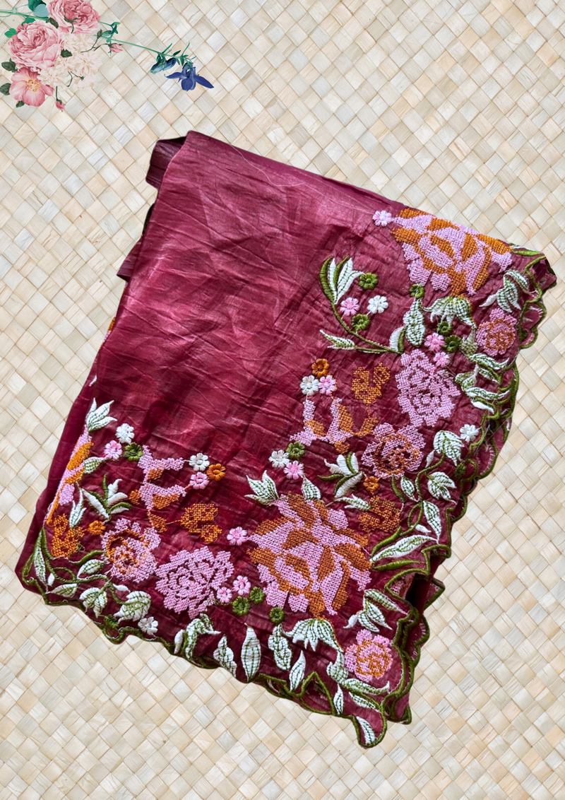 Premium Crush Silk Embroidery Saree