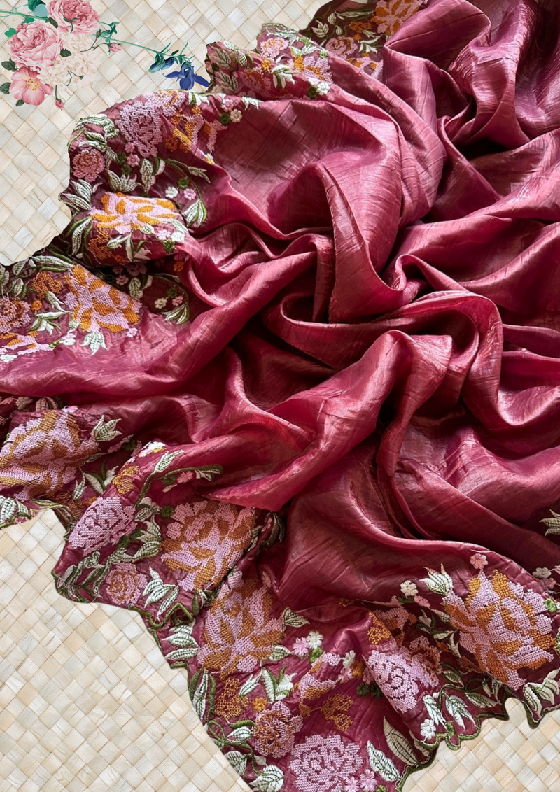 Premium Crush Silk Embroidery Saree