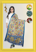 Nellore Silk Kalamkari Dupatta with Nizam Zari Border