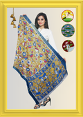 Nellore Silk Kalamkari Dupatta with Nizam Zari Border