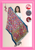 Nellore Silk Kalamkari Dupatta with Nizam Zari Border