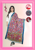 Nellore Silk Kalamkari Dupatta with Nizam Zari Border
